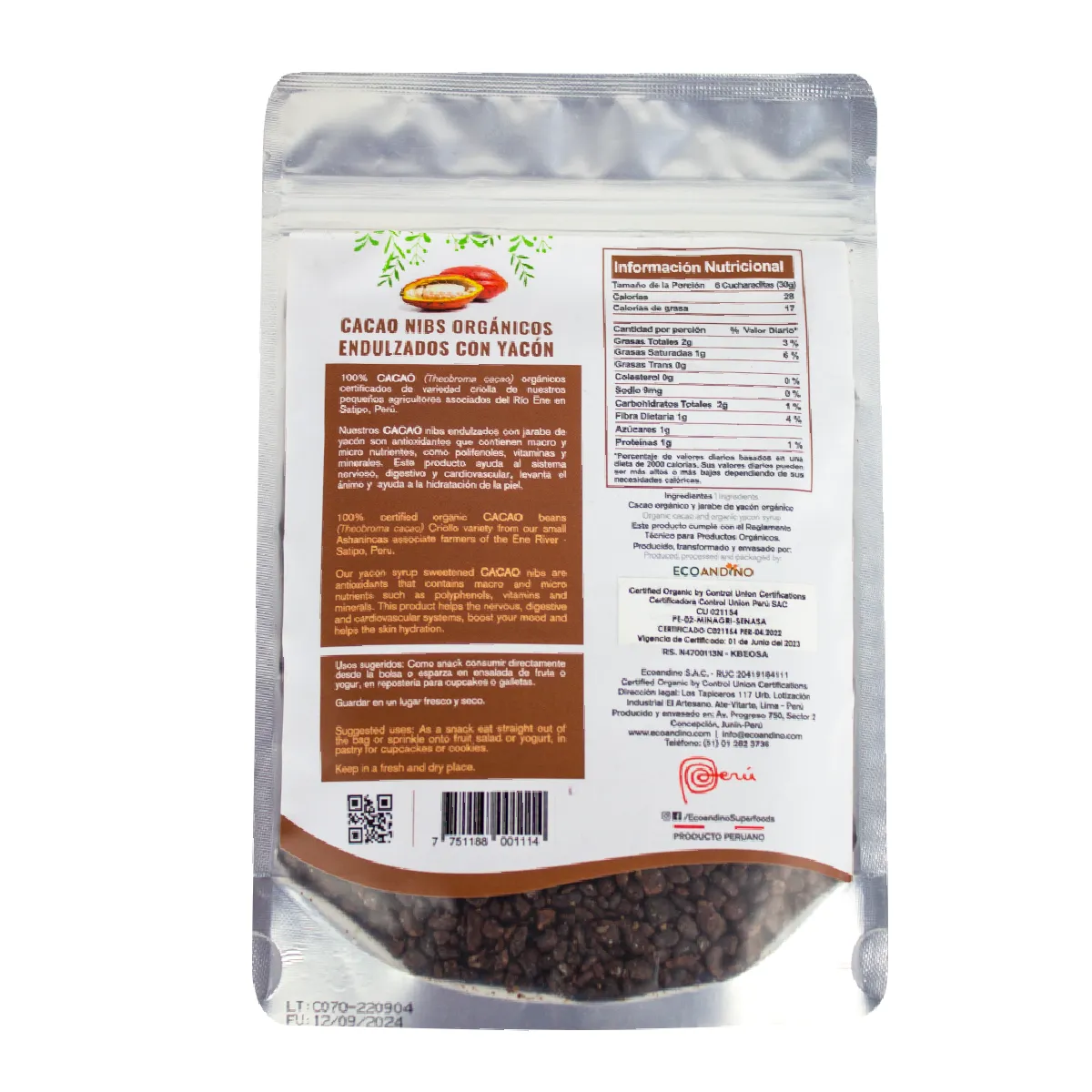 nibs de cacao con yacon ecoandino2