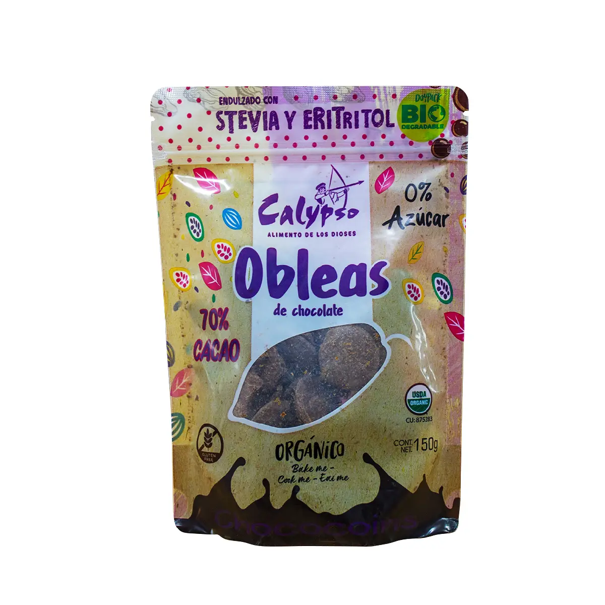 obleas de chocolate 70% calypso