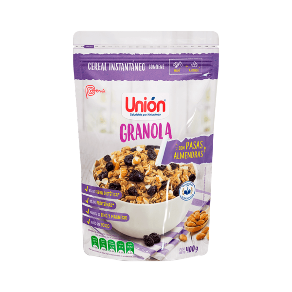 granolas con pasas y almendras 400gr union