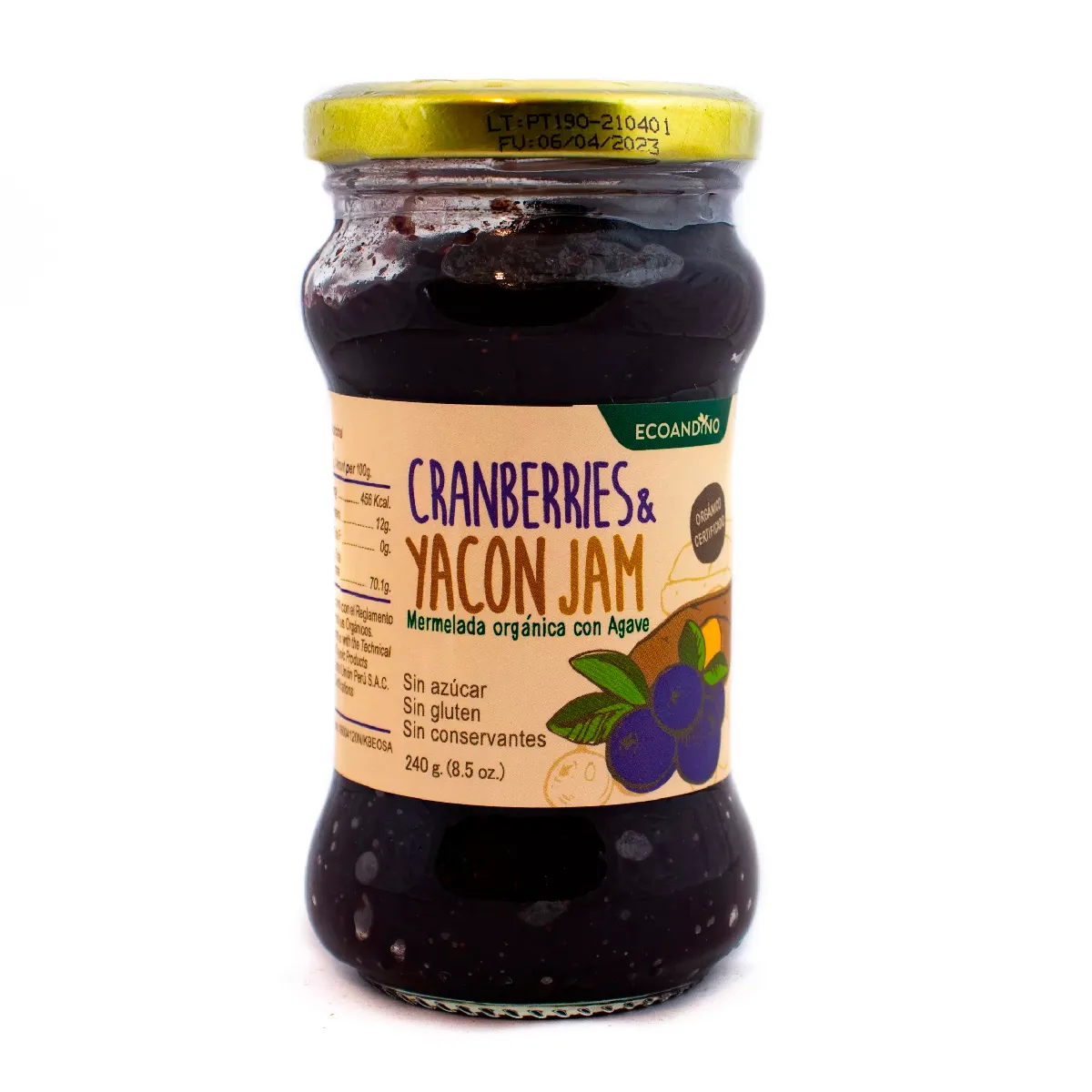 mermelada cranberry con yacon ecoandino