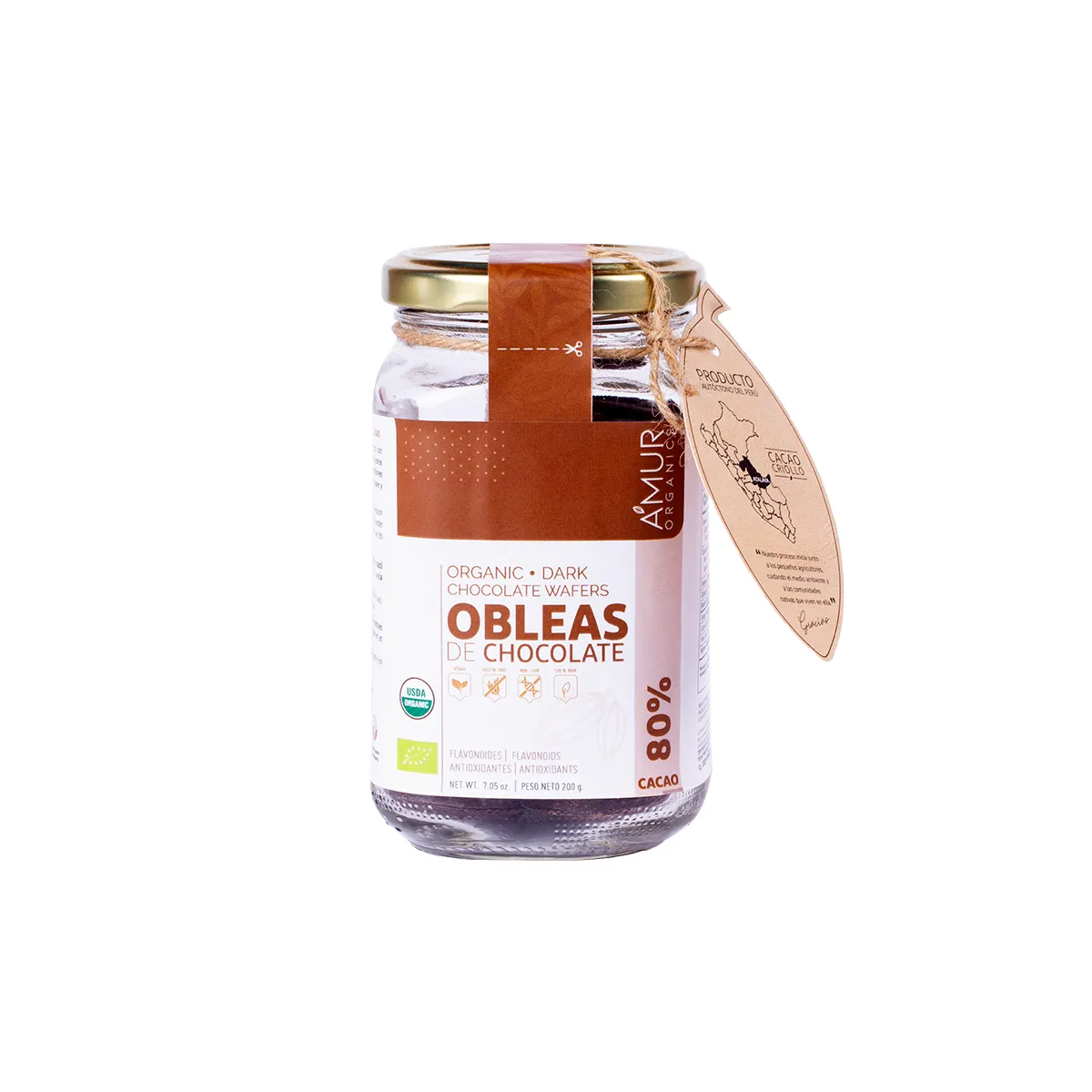 obleas de chocolate 80gr amur