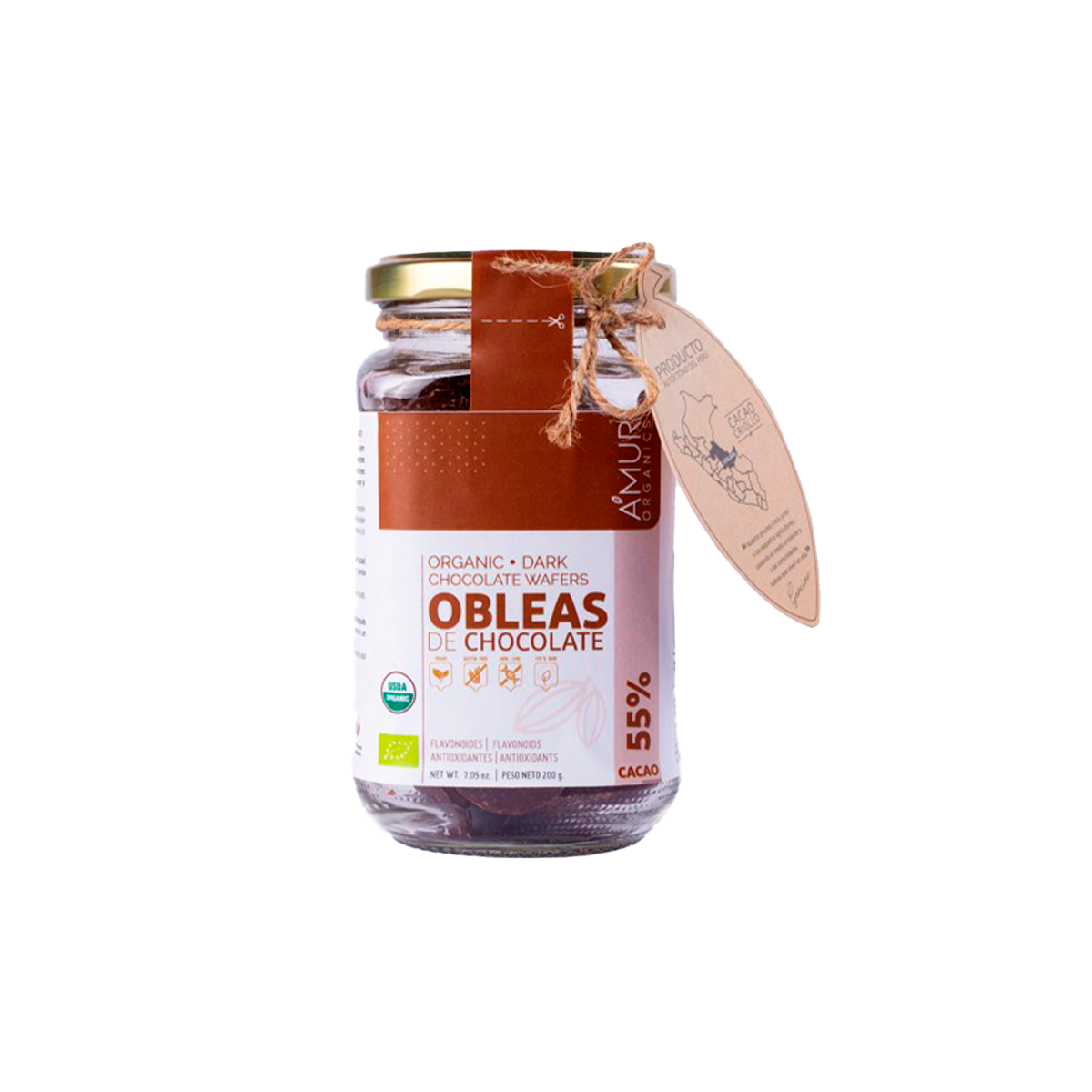 obleas chocolate 55% amur