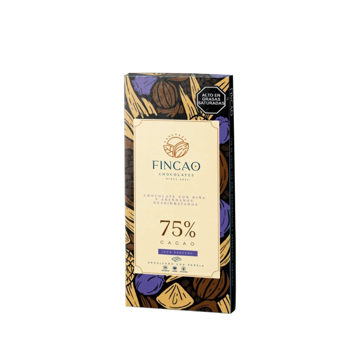 Chocolate de Arandano y Piña Desh 75% 50gr Fincao