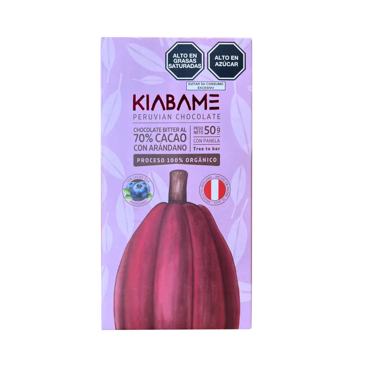 Chocolate Bitter 70% con Arándanos 50gr Kiabame
