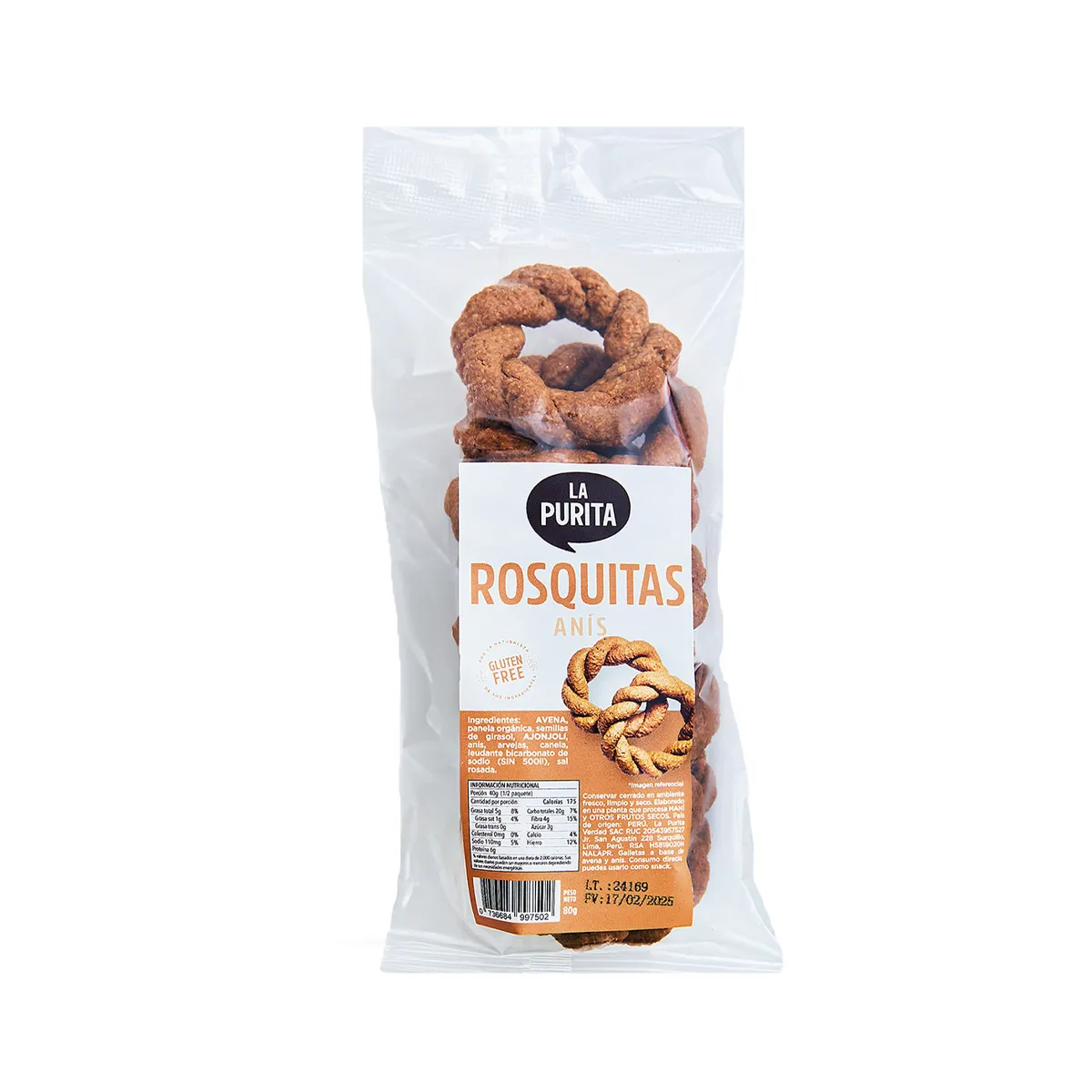 Rosquitas de Avena Anis 80gr LaPurita